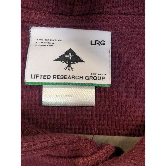 Lifted Research Group LRG Mens Thermal Pullover Red Hoodie Sweatshirt Size XL - Picture 5 of 7